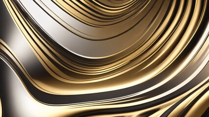 abstract gold metallic wavy background. Creative Design Templates, 3d render