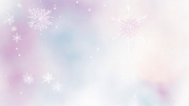 Winter background with snowflakes and bokeh, Watercolor illustration