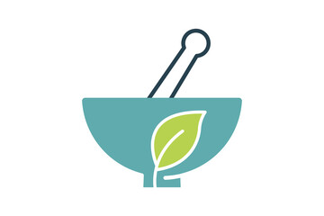 herbal medicine icon. leaves in a bowl. icon related to healthy living, wellness, traditional medicine. Duo tone icon style design. Simple vector design editable