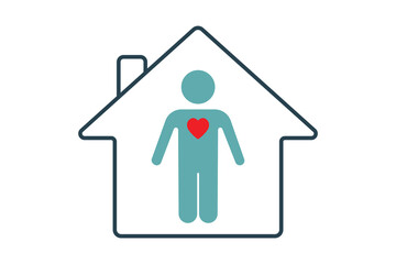 Fitness at home icon. icon related to workout house, gym, training sport exercise. Duo tone icon style design. Simple vector design editable