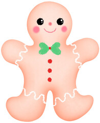 watercolor cute christmas and new year gingerbread
