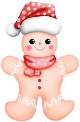 watercolor cute christmas and new year gingerbread