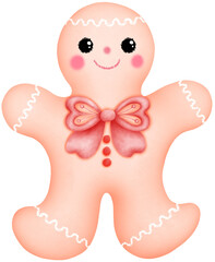 watercolor cute christmas and new year gingerbread