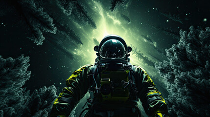 Obraz na płótnie Canvas astronaut dark sky background