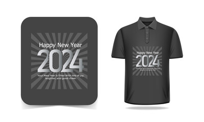 best happy new year 2024 t shirt design vector and New Year Event T-Shirt Template