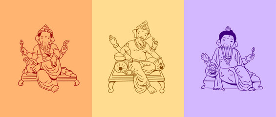 Ganesha outline sketch vector illustration, Art for Ganesh Chaturthi festival 
