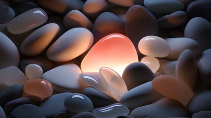 Obraz premium light color composition surrounded by stones. generative AI