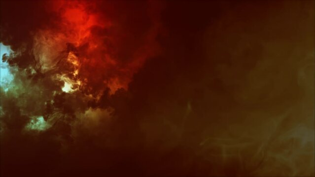 Lightning discharge and light effects in the clouds. Thunderclouds in bright flashes of lightning. Bad weather. Looped
