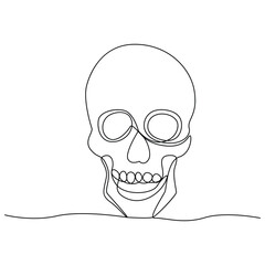 Continuous one line art drawing. Abstract human skull