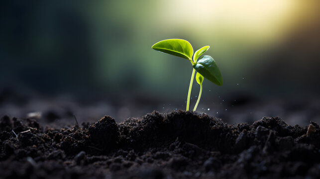 grass on ground in the morning. plant growing concept. Nature environment background. natural ecology.