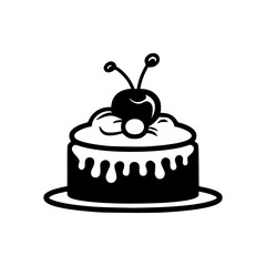 simple sweet cherry cake snack logo vector illustration template design