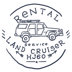 Car Rental Car Vintage Logo Label hand Drawn. Vector