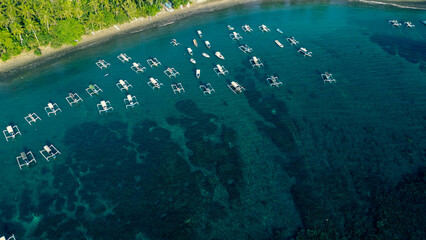 Landscape Sailboats Blue Ocean Aerial Shot