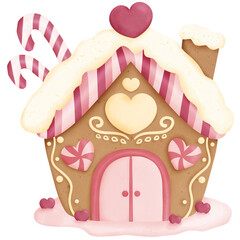 Watercolor gingerbread for invitation and greetings in happy season © Cherrita07