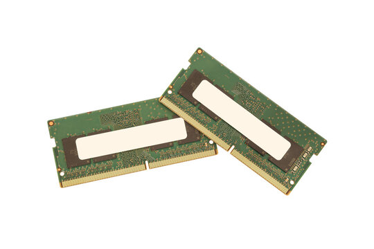SO-DIMM DDR Ram Memory Hardware Modules For Notebooks With White Background
