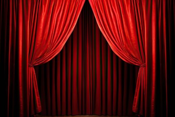 speaker orchestra drape spotlight motion speech event show background entertainment red entrance front Red picture famous Curtains presentation film theatre fabric cinema curtain performance stage - obrazy, fototapety, plakaty