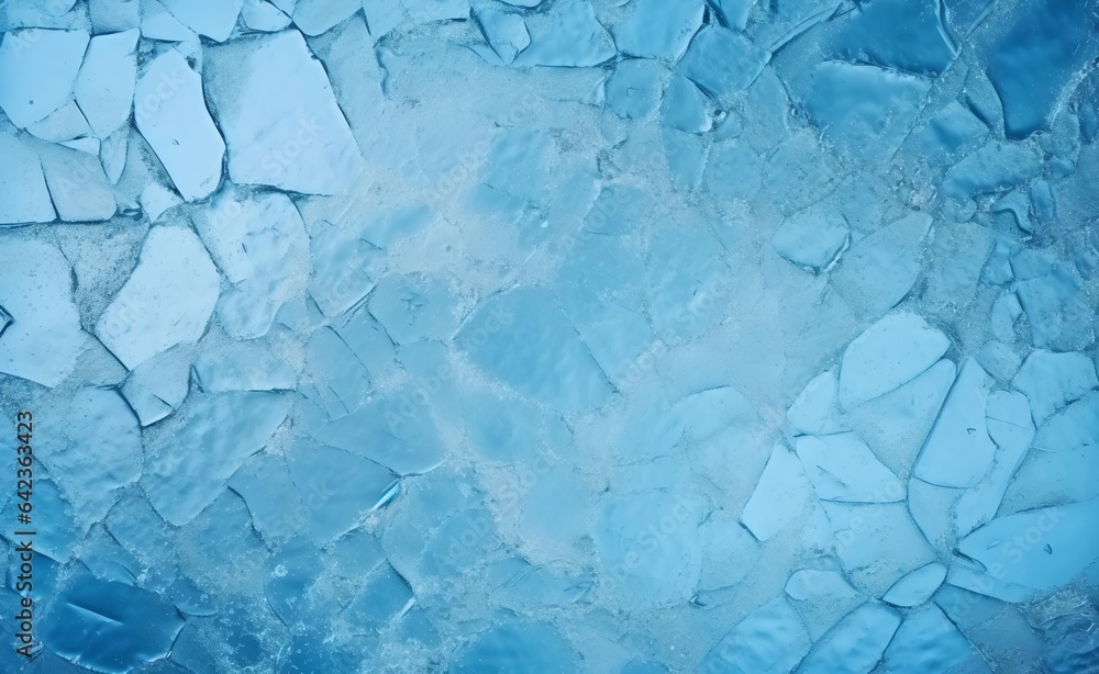 Poster abstract ice background. blue background with cracks on the ice surface.