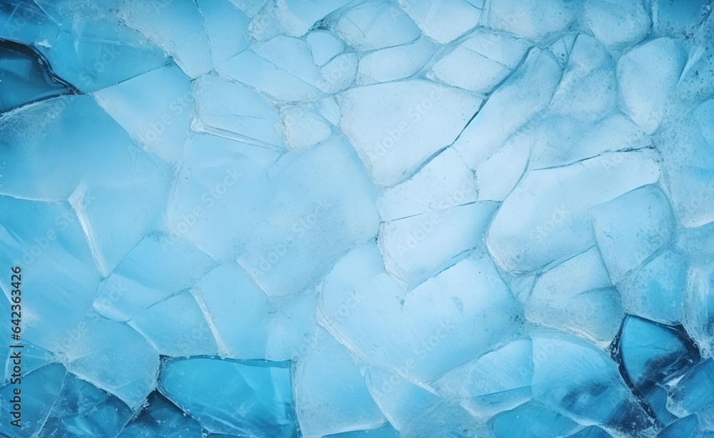 Poster abstract ice background. blue background with cracks on the ice surface.
