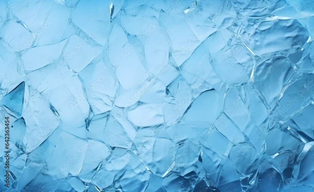 Poster abstract ice background. blue background with cracks on the ice surface.
