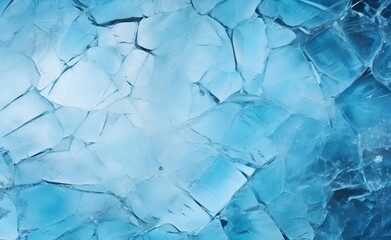 Fototapeta premium Abstract ice background. Blue background with cracks on the ice surface.