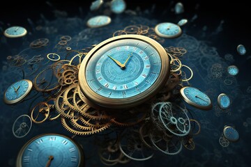 screensaver retro timepieces deadline design horologe pattern appointment 3D background 7 abstract clock rendering watch texture resembling 24 concept vintage vintage many three-dimensional astrono - obrazy, fototapety, plakaty