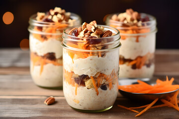 Delicious breakfast with greek yoghut, with nuts, fruit, blueberry