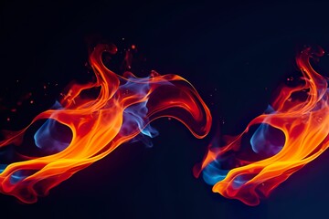 Abstract burning flames on black background, orange flames and flames, abstract minimalist...