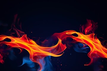 Abstract burning flames on black background, orange flames and flames, abstract minimalist...