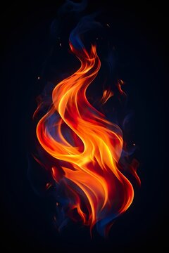Abstract burning flames on a black background (vertical image), orange flames and flames, abstract minimalist background, powerful background, background in modern art style, burning flames wallpaper