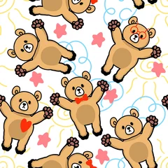 Meubelstickers Aap Cute Bear Seamless Pattern. Hand Drawn pattern for children