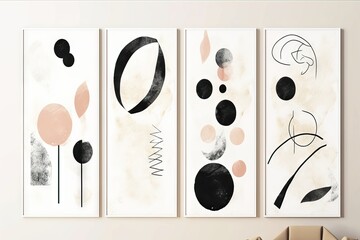 Wall white Posters Business gold art pink set elements Terracotta print blush Illustration Abstract elements beige Arrangements Modern watercolor ivory textures Black background