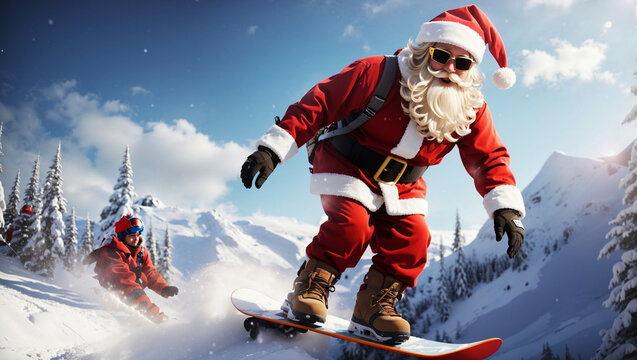 Santa Shredding the Slopes: A Christmas Snowboarding Adventure