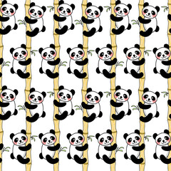 Obraz premium Panda Seamless Pattern. Hand Drawn pattern for children 