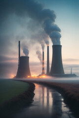 Obraz na płótnie Canvas smoking chimneys environmental pollution from industry,