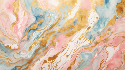 Ethereal Elegance: Pastel Watercolor with Golden Accents