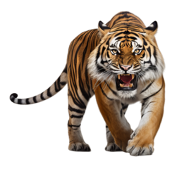 Angry bengal tiger on transparent background PNG