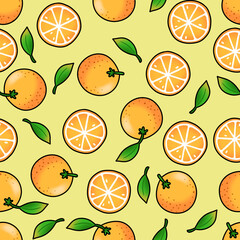 Orange Seamless Pattern. Hand Drawn Seamless Pattern 