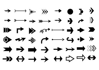 Vector illustration of black arrow collection in different direction can be used for web design elements icon.
