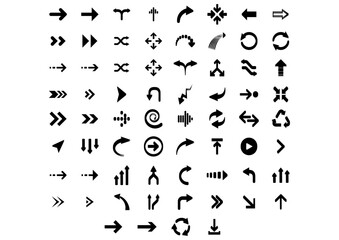 Vector illustration set of arrows pointing to the front in different ways.
