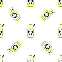 Line Spray against insects icon isolated seamless pattern on white background. Vector