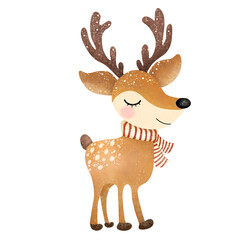 Reindeer,animal,Christmas,PNG,nature,watercolor,cartoon character,cute,icon ,vector, illustration,hand drawn