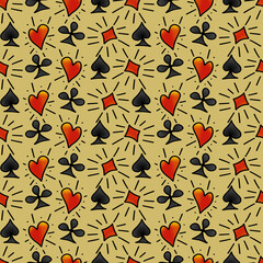 Old School Tattoo Seamless Pattern. Hand Drawn Seamless Pattern	
