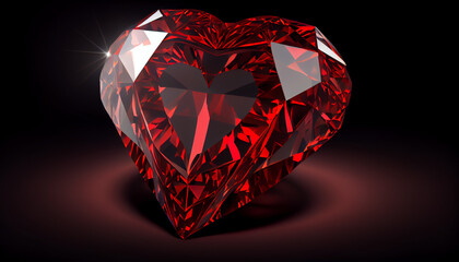 Diamond red for single on valentines day with isolated background, Ai generated image 