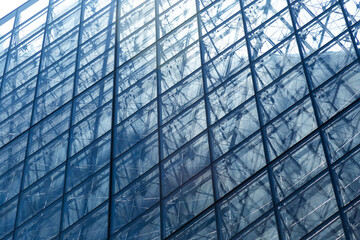 Fototapeta premium Close up texture of glass surface with metallic frames