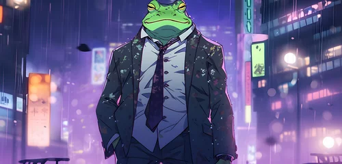 Fototapeten Frog, pepe, finance, crypto, money, anime, AI generated © Thomas