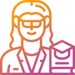 woman professor gradient line icon