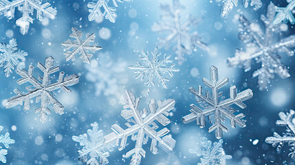 Naklejka na ściany i meble Christmas background with snowflakes, generative ai 