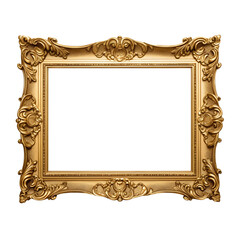 antique golden frame isolated on transparent background