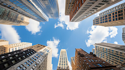 Fototapeta na wymiar New York Manhattan High buildings view from below