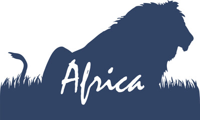 Vector image of a lion. Postcard from Africa. Blue lion. - 642376666
